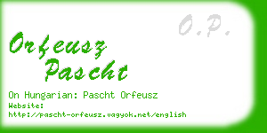 orfeusz pascht business card